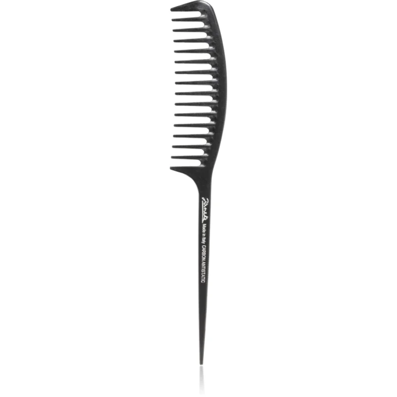 Janeke Carbon Fibre Fashion Comb with a long tail and wavy frame гребен за коса