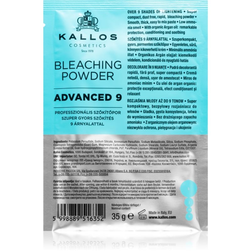 Kallos Bleaching Powder Advanced 9 изсветляваща пудра за кичури - Грижа за коса - Сравни цени от 1 магазин с безплатна доставка