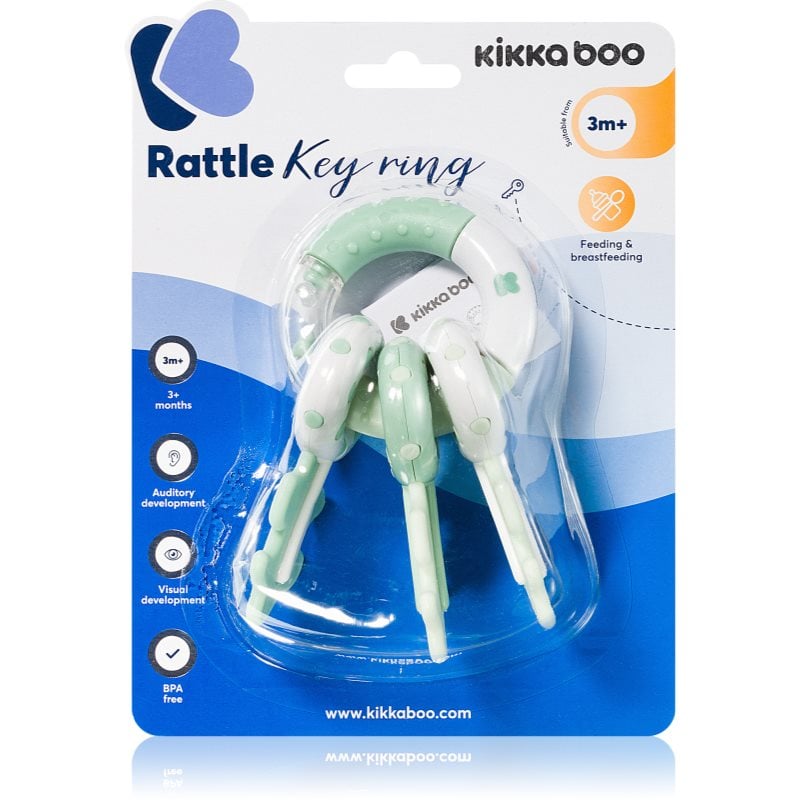 Kikkaboo Rattle Keychain дрънкалка 3 m+ Mint