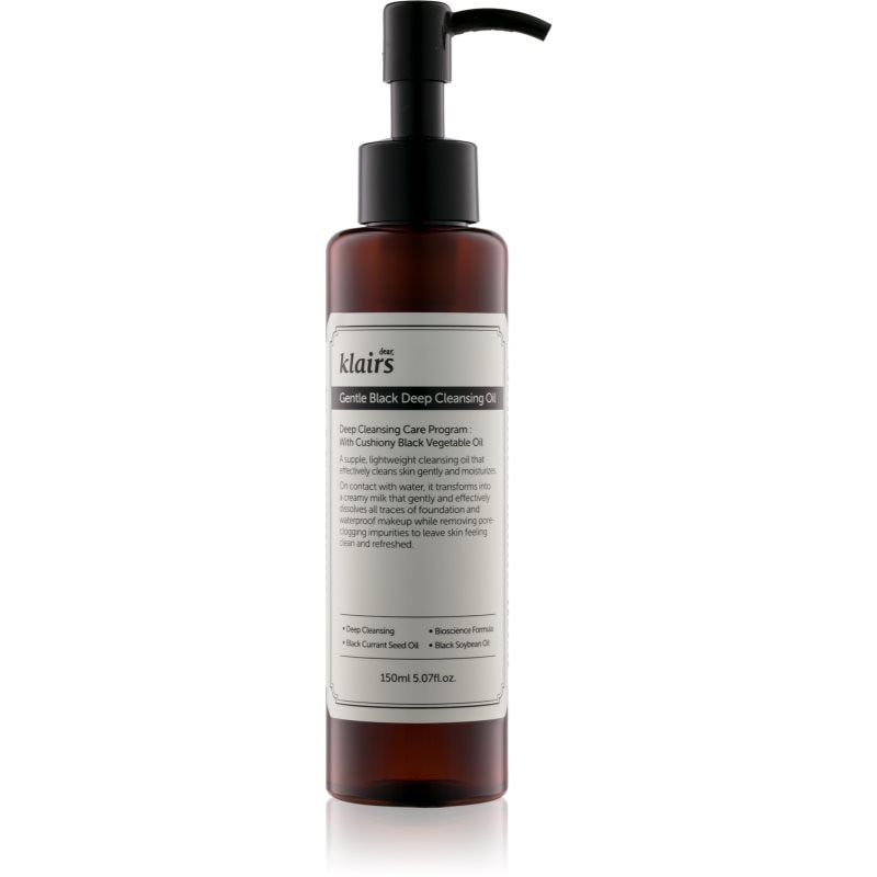 Klairs Gentle Black Deep Cleansing Oil дълко почистващо олио за мазна кожа - Грижа за лице - Сравни цени от 1 магазин с безплатна доставка