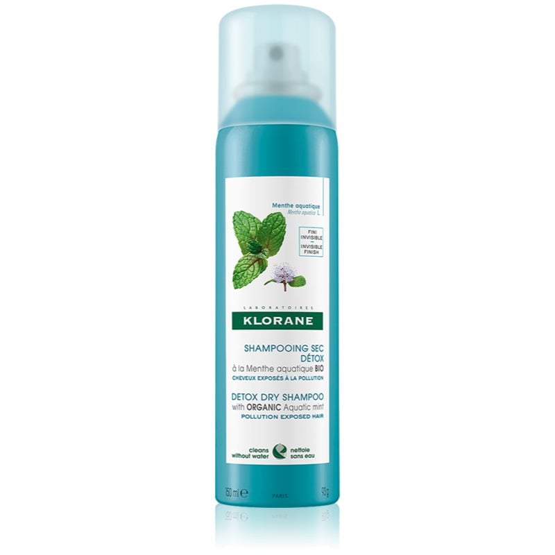 Klorane Organic Mint сух шампоан за коса, изложена на замърсен въздух