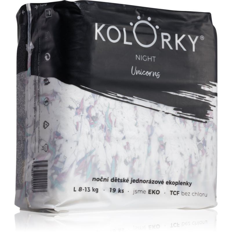 Kolorky Night Unicorn еднократни ЕКО пелени за цялостна защита през нощта размер L 8-13 Kg - За деца - Сравни цени от 1 магазин с безплатна доставка