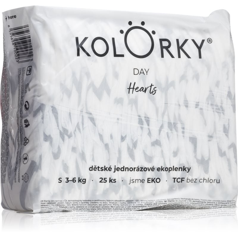 Kolorky Day Hearts еднократни ЕКО пелени размер S 3-6 Kg