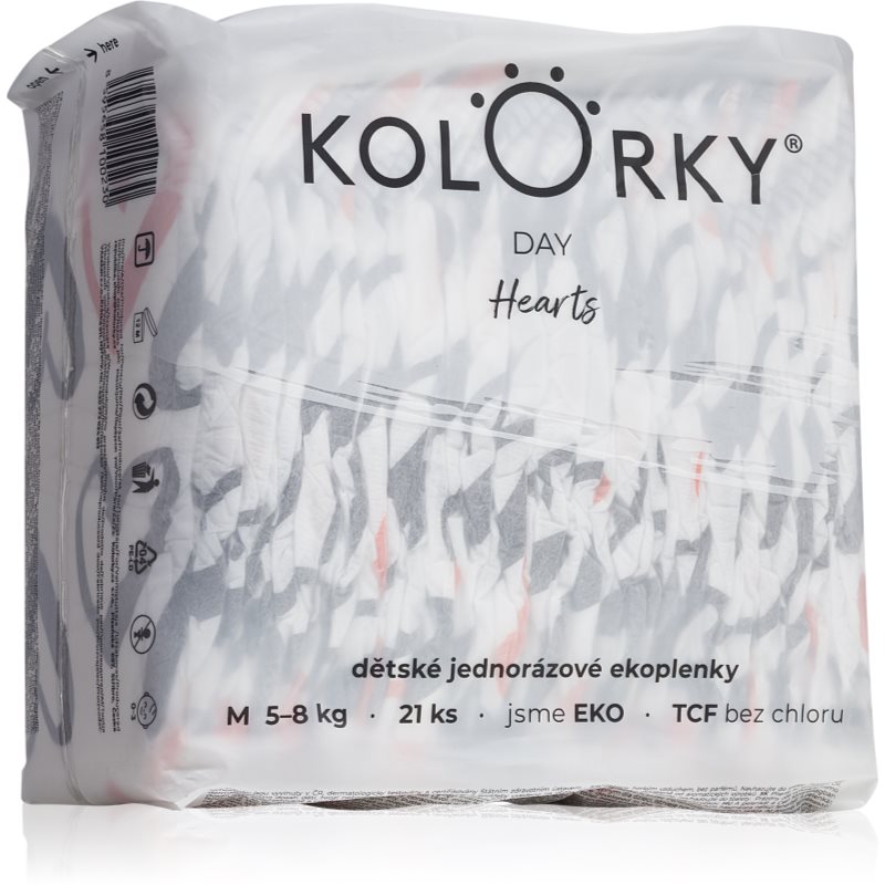 Kolorky Day Hearts еднократни ЕКО пелени размер М 5-8 Kg - За деца - Сравни цени от 1 магазин с безплатна доставка