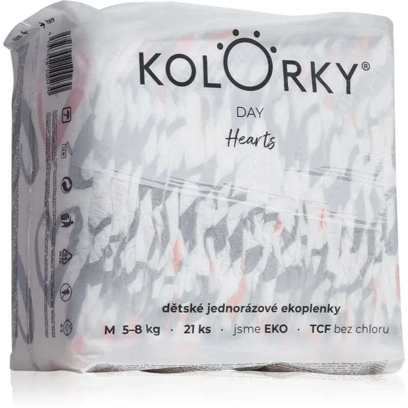Kolorky Day Hearts еднократни ЕКО пелени размер М 5-8 Kg - За деца - Сравни цени от 1 магазин с безплатна доставка