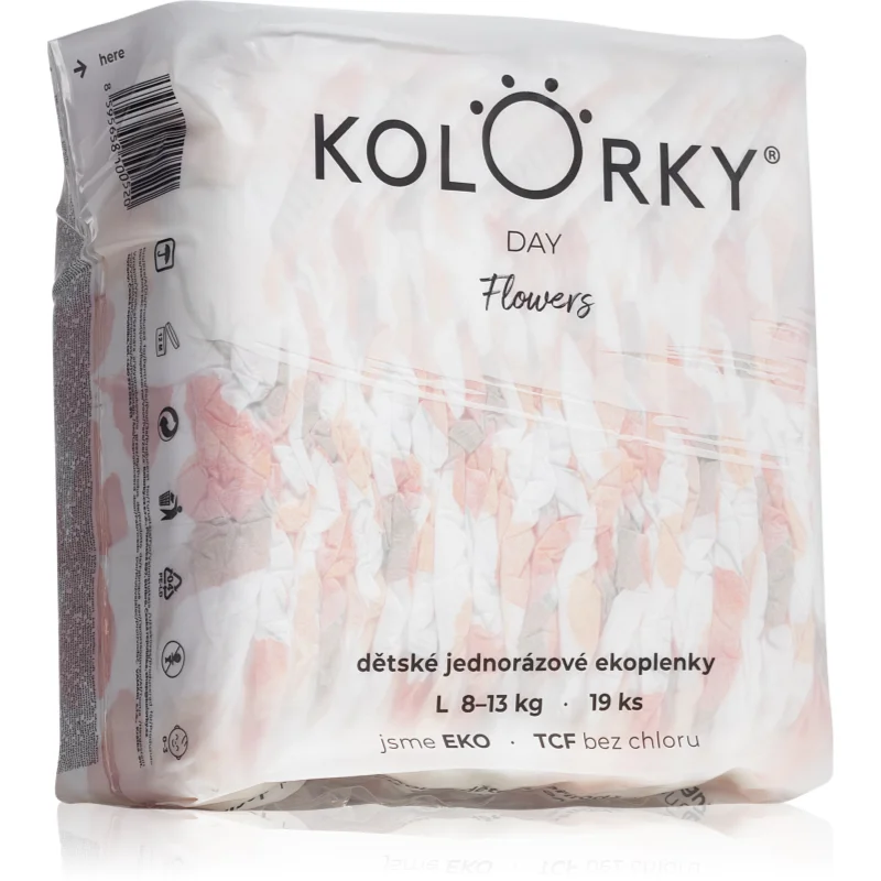 Kolorky Day Flowers еднократни ЕКО пелени размер L 8-13 Kg