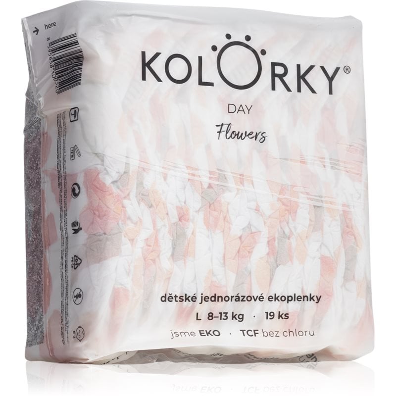 Kolorky Day Flowers еднократни ЕКО пелени размер L 8-13 Kg