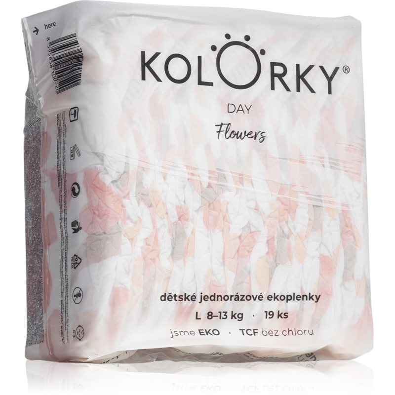 Kolorky Day Flowers еднократни ЕКО пелени размер L 8-13 Kg - За деца - Сравни цени от 1 магазин с безплатна доставка