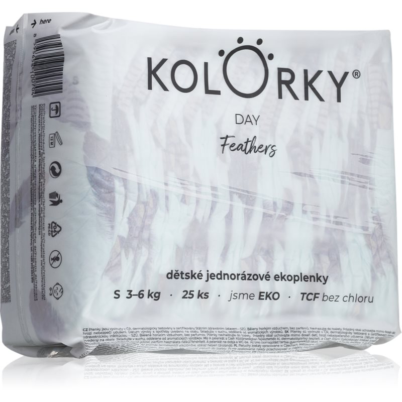 Kolorky Day Feathers еднократни ЕКО пелени размер S 3-6 Kg - За деца - Сравни цени от 1 магазин с безплатна доставка