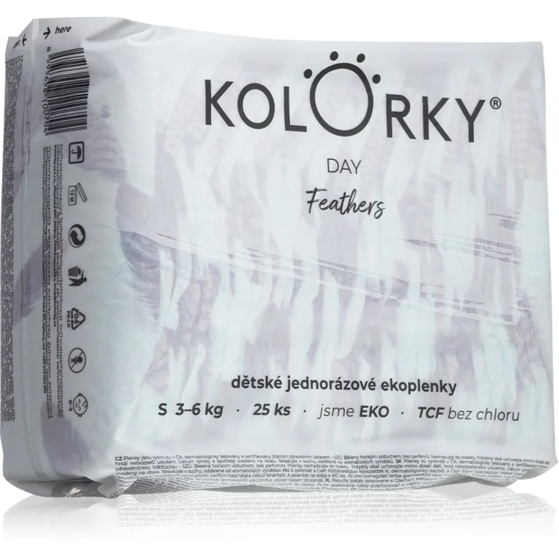 Kolorky Day Feathers еднократни ЕКО пелени размер S 3-6 Kg - За деца - Сравни цени от 1 магазин с безплатна доставка