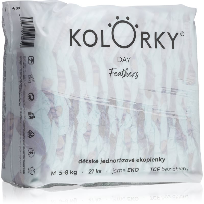 Kolorky Day Feathers еднократни ЕКО пелени размер М 5-8 Kg - За деца - Сравни цени от 1 магазин с безплатна доставка