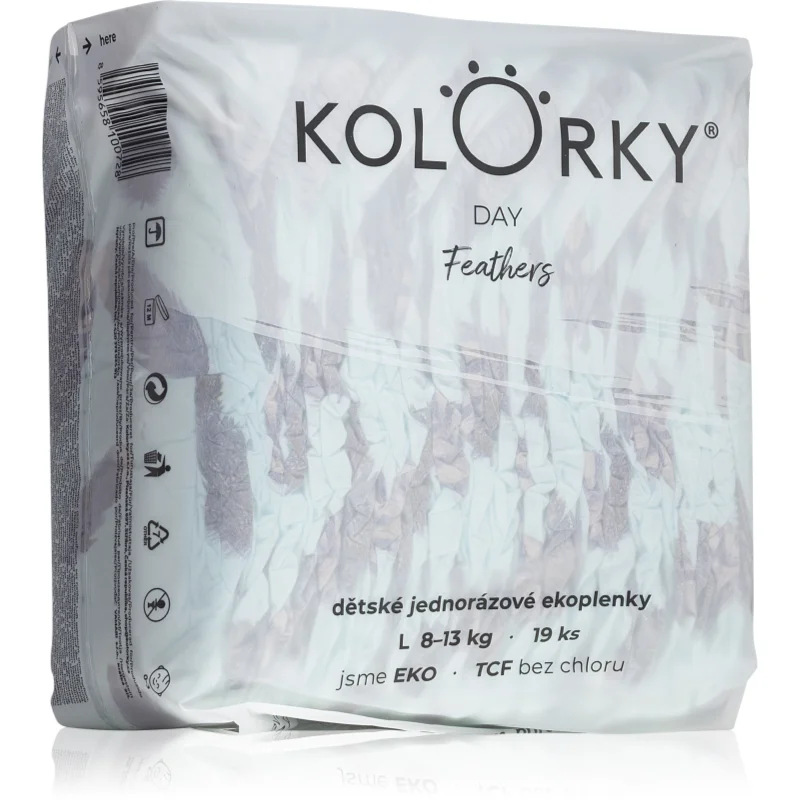 Kolorky Day Feathers еднократни ЕКО пелени размер L 8-13 Kg - За деца - Сравни цени от 1 магазин с безплатна доставка