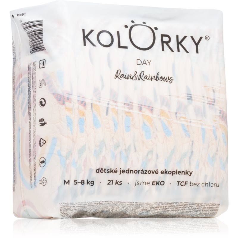 Kolorky Day Rain & Rainbow еднократни ЕКО пелени размер М 5-8 Kg - За деца - Сравни цени от 1 магазин с безплатна доставка