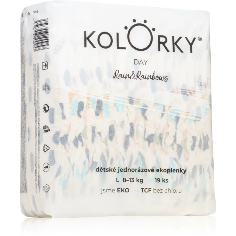 Kolorky Day Rain & Rainbow еднократни ЕКО пелени размер L 8-13 Kg - За деца - Сравни цени от 1 магазин с безплатна доставка