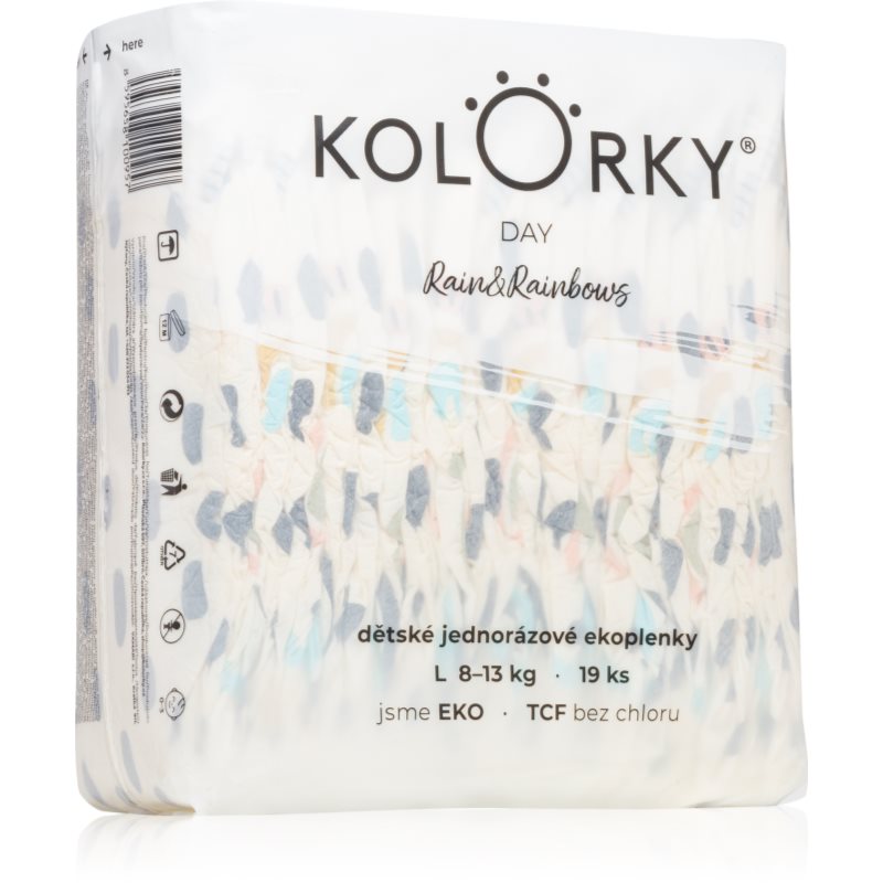 Kolorky Day Rain & Rainbow еднократни ЕКО пелени размер L 8-13 Kg - За деца - Сравни цени от 1 магазин с безплатна доставка