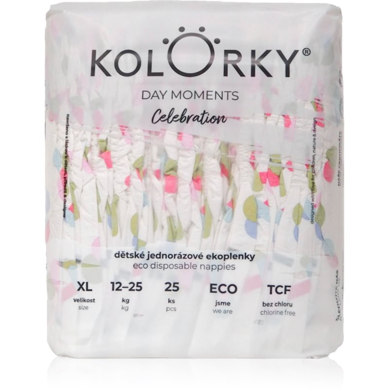 Kolorky DAY Moments Celebration еднократни ЕКО пелени Size XL 12-25 kg - За деца - Сравни цени от 1 магазин с безплатна доставка