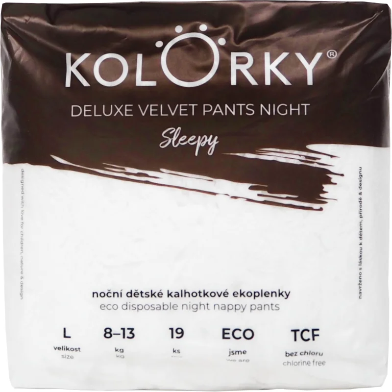 Kolorky Deluxe Velvet Pants Night Sleepy еднократни пелени гащички за нощ L 8-13 kg