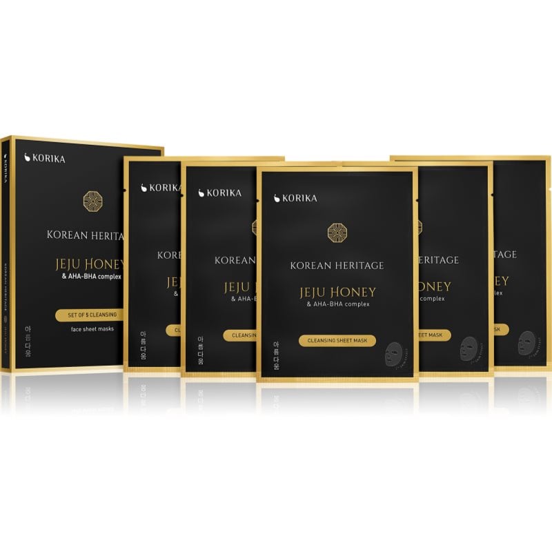 KORIKA Korean Heritage Set of 5 Cleansing Face Sheet Masks комплект маски за лице на намалена цена за перфектно почистена кожа