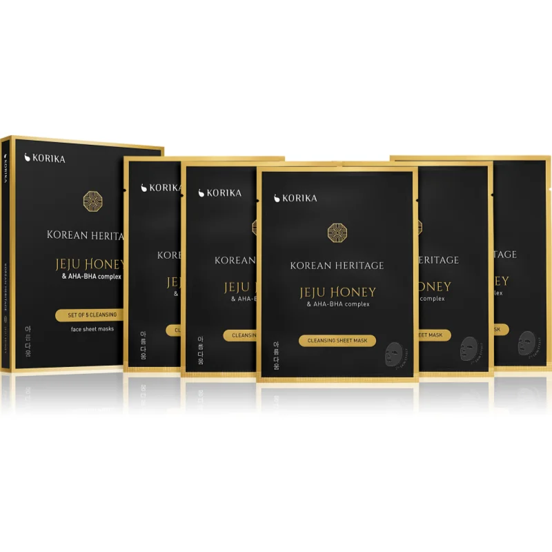 KORIKA Korean Heritage Set of 5 Cleansing Face Sheet Masks комплект маски за лице на намалена цена за перфектно почистена кожа - Комплект - Сравни цени от 1 магазин с безплатна доставка