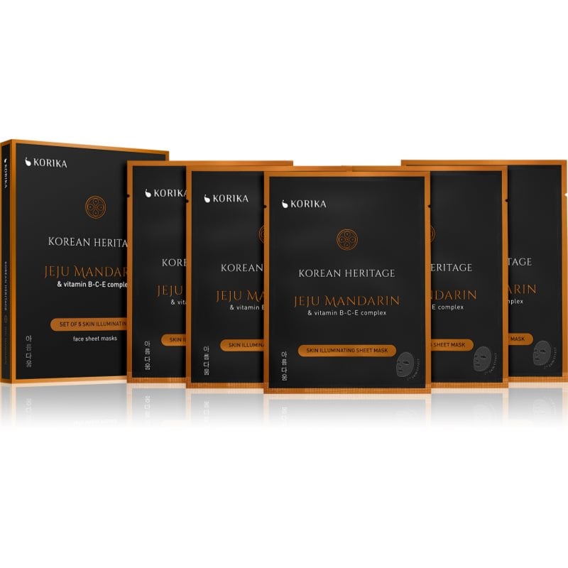 KORIKA Korean Heritage Set of 5 Skin Illuminating Face Sheet Masks комплект маски за лице на намалена цена за озаряване на лицето