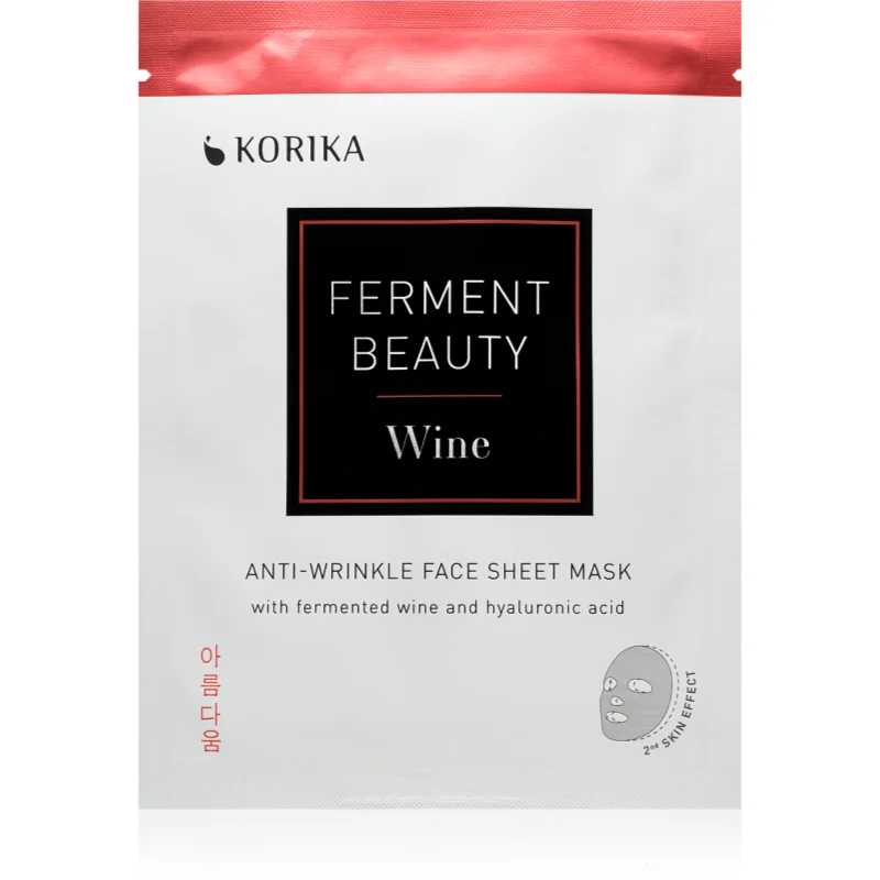 KORIKA FermentBeauty Anti-wrinkle Face Sheet Mask with Fermented Wine and Hyaluronic Acid платнена маска против бръчки с ферментирало вино и хиалуроно