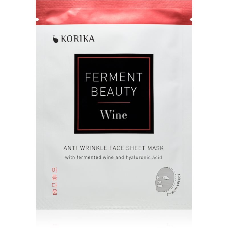 KORIKA KORIKA FermentBeauty Anti-wrinkle Face Sheet Mask with Fermented Wine and Hyaluronic Acid платнена маска против бръчки с ферментирало вино и хиалуроно - Унисекс парфюм 1мл - Сравни цени от 1 магазин с безплатна доставка