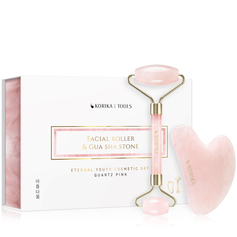KORIKA Tools Face Roller & Gua Sha масажно валяче за лице и масажно приспособление Quartz Pink - Грижа за лице - Сравни цени от 1 магазин с безплатна доставка