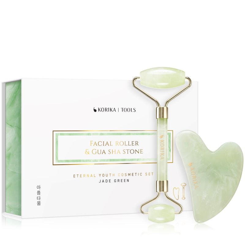 KORIKA Tools Face Roller & Gua Sha масажно валяче за лице и масажно приспособление Jade Green - Грижа за лице - Сравни цени от 1 магазин с безплатна доставка