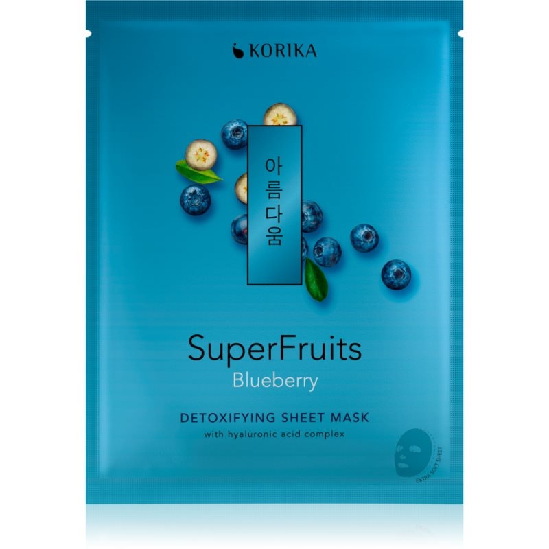 KORIKA SuperFruits Blueberry - Detoxifying Sheet Mask Хидратираща платнена маска Blueberry - Грижа за лице - Сравни цени от 1 магазин с безплатна доставка