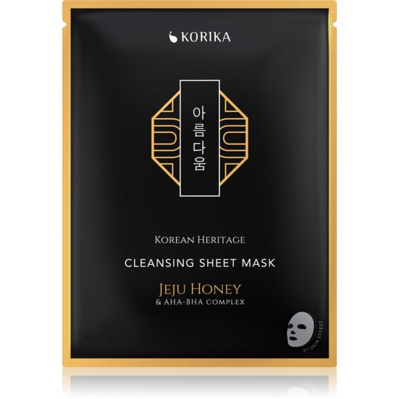 KORIKA Korean Heritage Jeju Honey & AHA-BHA Complex Cleansing Sheet Mask платнена маска с почистващ ефект