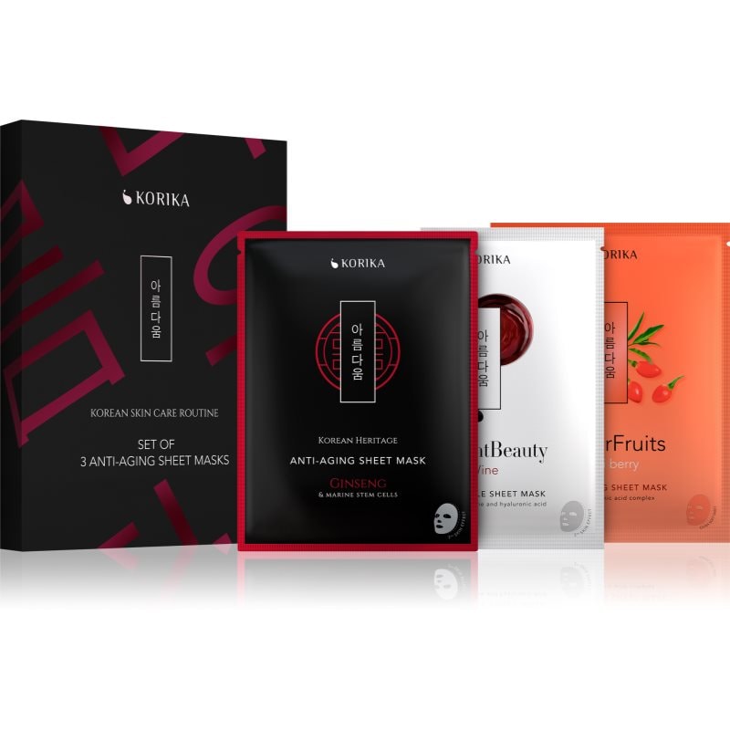 KORIKA KOREAN SKIN CARE ROUTINE SET OF 3 ANTI-AGING SHEET MASKS комплект против бръчки - Комплект - Сравни цени от 1 магазин с безплатна доставка