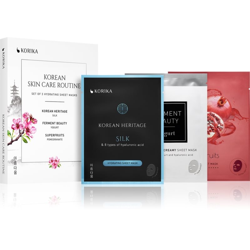 KORIKA KOREAN SKIN CARE ROUTINE SET OF 3 HYDRATING SHEET MASKS комплект с хидратиращ ефект - Комплект - Сравни цени от 1 магазин с безплатна доставка