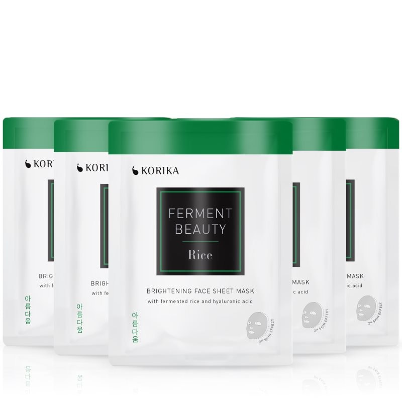 KORIKA FermentBeauty Set of 5 Brightening Face Sheet Masks with Fermented Rice and Hyaluronic Acid комплект маски за лице на намалена цена - Комплект - Сравни цени от 1 магазин с безплатна доставка