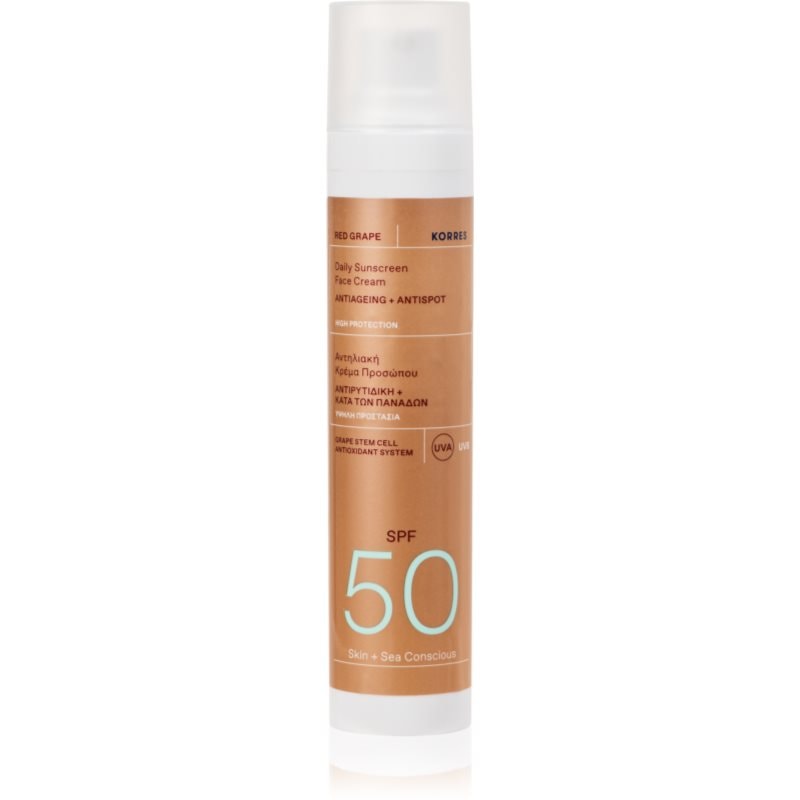 Korres Korres Red Grape Daily Sunscreen слънцезащитен крем за лице SPF 50 - Унисекс парфюм 50мл - Сравни цени от 1 магазин с безплатна доставка
