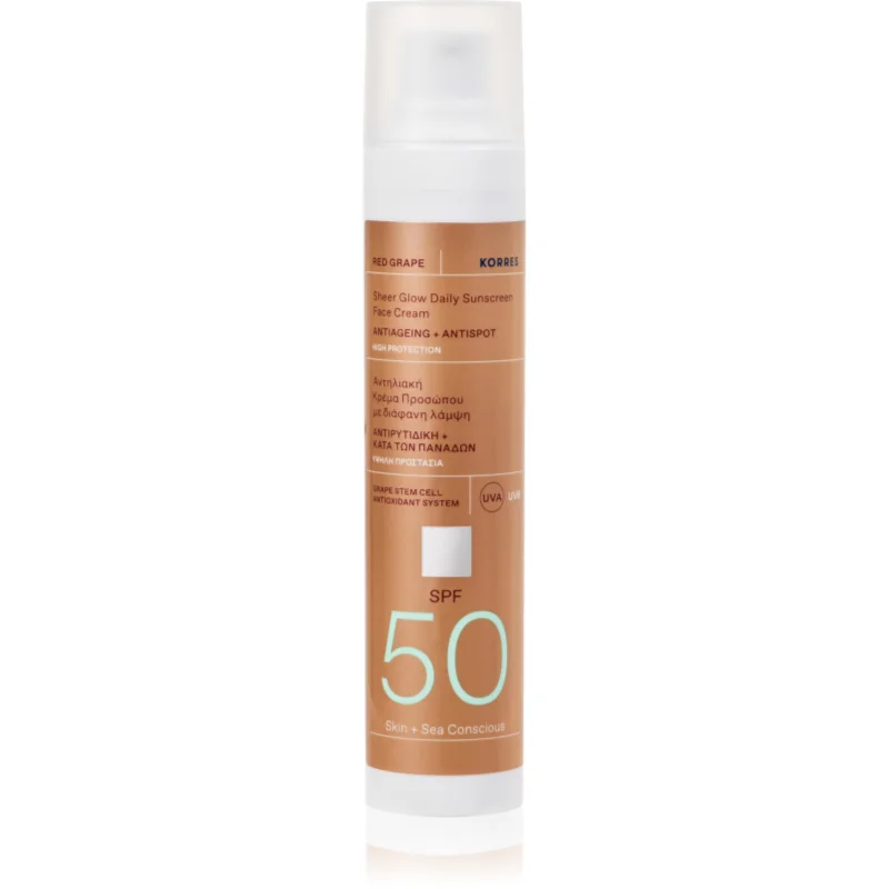 Korres Red Grape Sheer Glow слънцезащитен крем за озаряване на лицето SPF 50 - Грижа за тяло - Сравни цени от 1 магазин с безплатна доставка