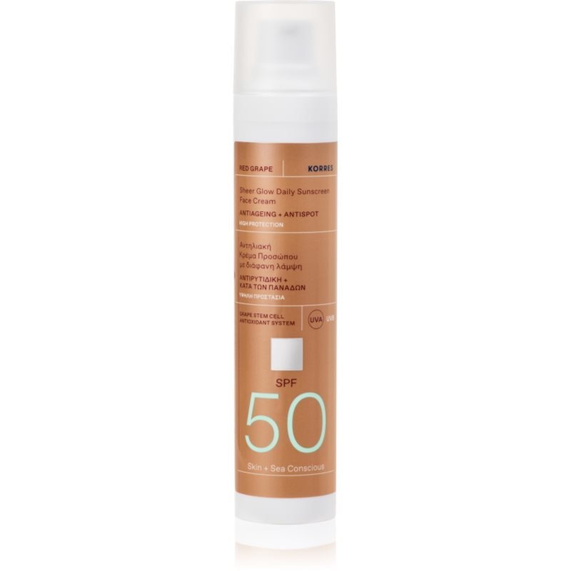 Korres Red Grape Sheer Glow слънцезащитен крем за озаряване на лицето SPF 50 - Грижа за тяло - Сравни цени от 1 магазин с безплатна доставка