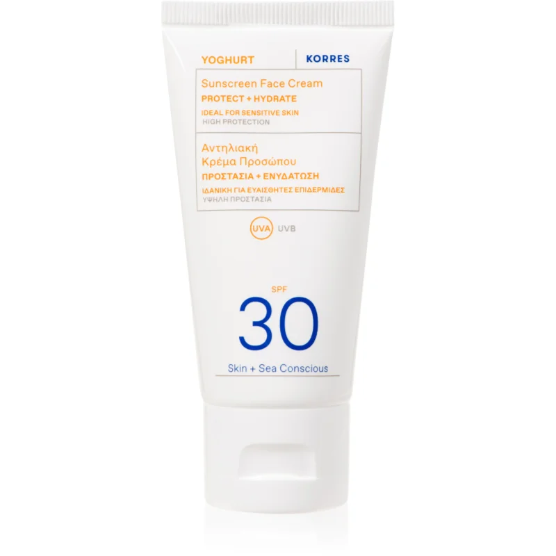 Korres Yoghurt слънцезащитен крем за лице SPF 30 - Грижа за тяло - Сравни цени от 1 магазин с безплатна доставка