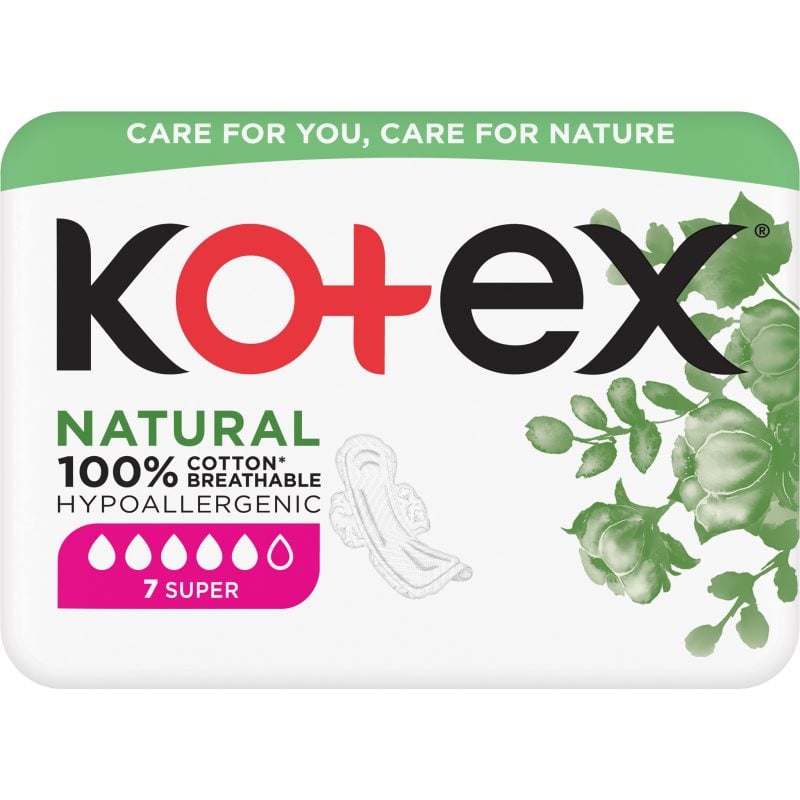 Kotex Natural Super санитарни кърпи
