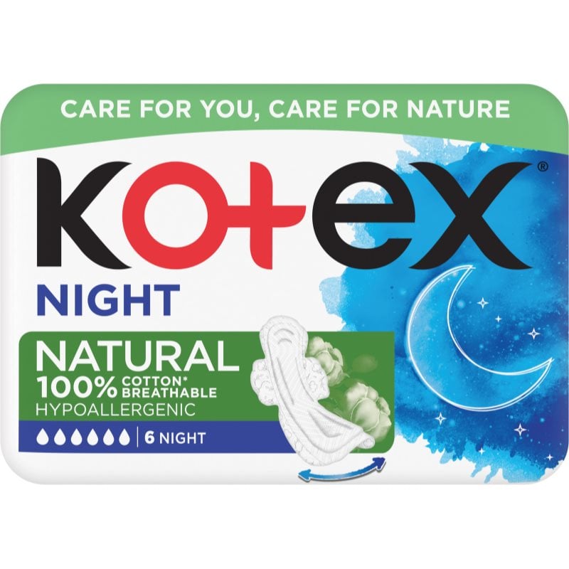 Kotex Natural Night санитарни кърпи
