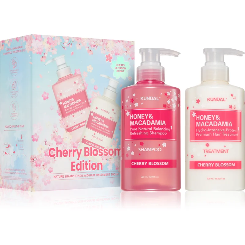 KUNDAL Honey & Macadamia Cherry Blossom Edition подаръчен комплект За коса - Комплект - Сравни цени от 1 магазин с безплатна доставка