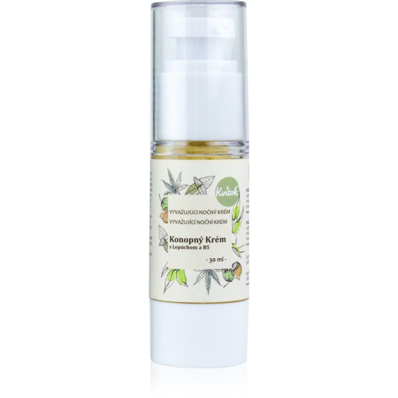 Kvitok Cream with Cannabis Oil with Burdock and B5 нощен крем за мазна кожа