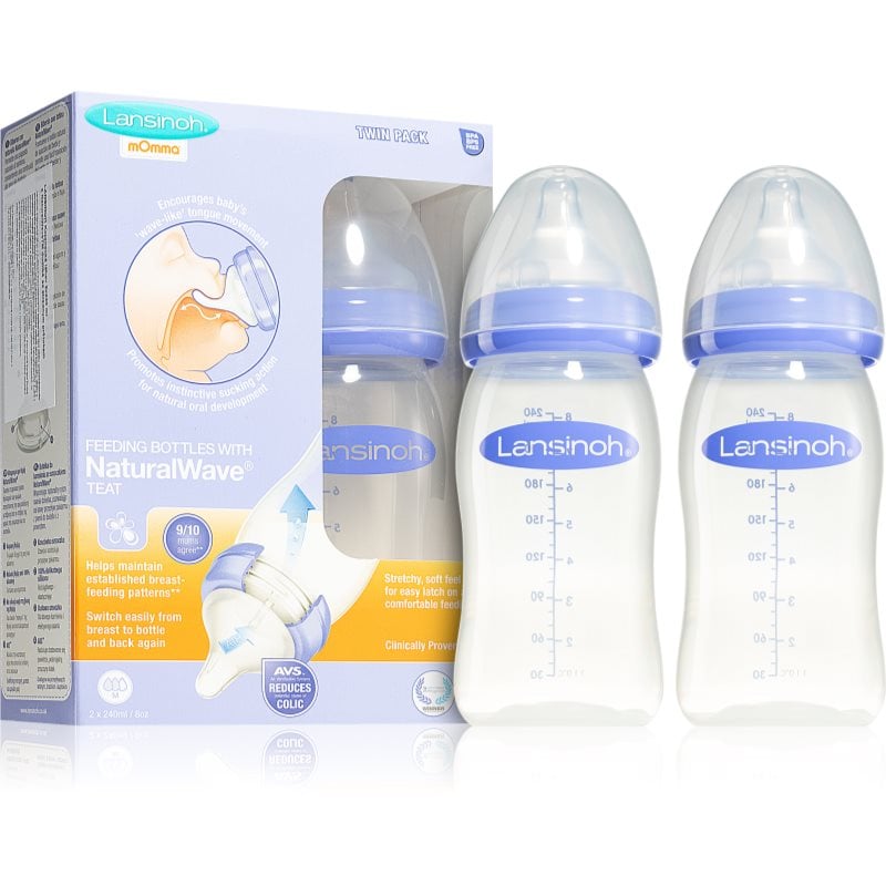 Lansinoh NaturalWave бебешко шише Medium 2x