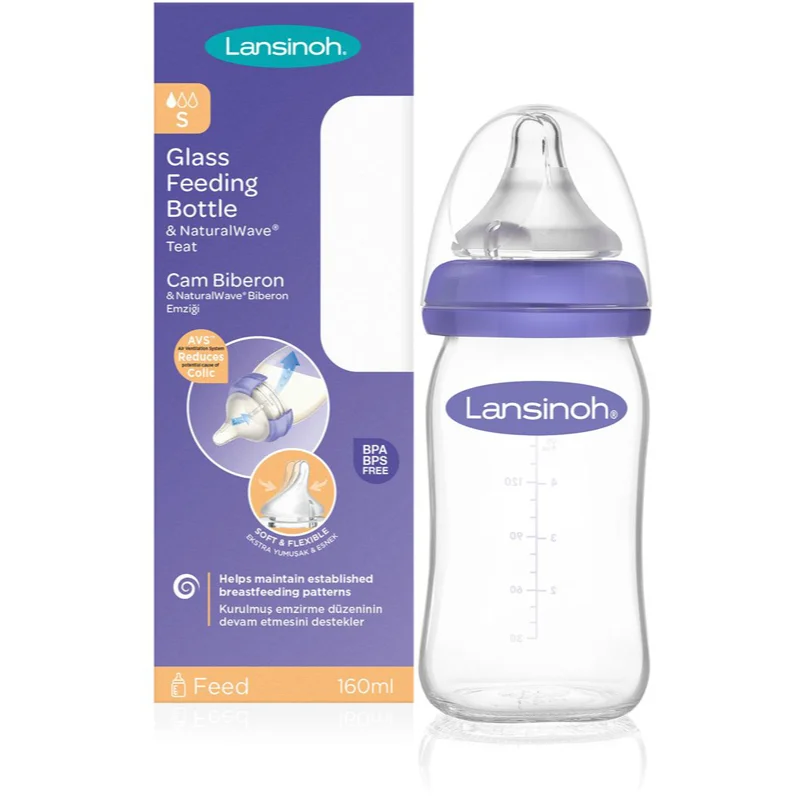 Lansinoh NaturalWave Glass бебешко шише Slow