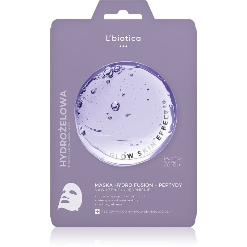 L’biotica PGA Hydro Fusion + Peptides интензивна хидрогелна маска да уеднакви цвета на кожата