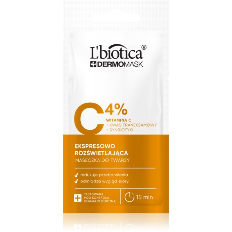 L’biotica DermoMask C 4% озаряваща маска за лице