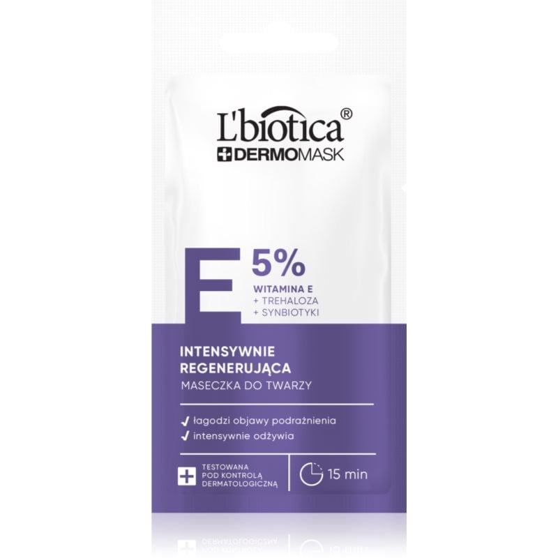 L’biotica DermoMask E 5% интензивна регенерираща маска за лице