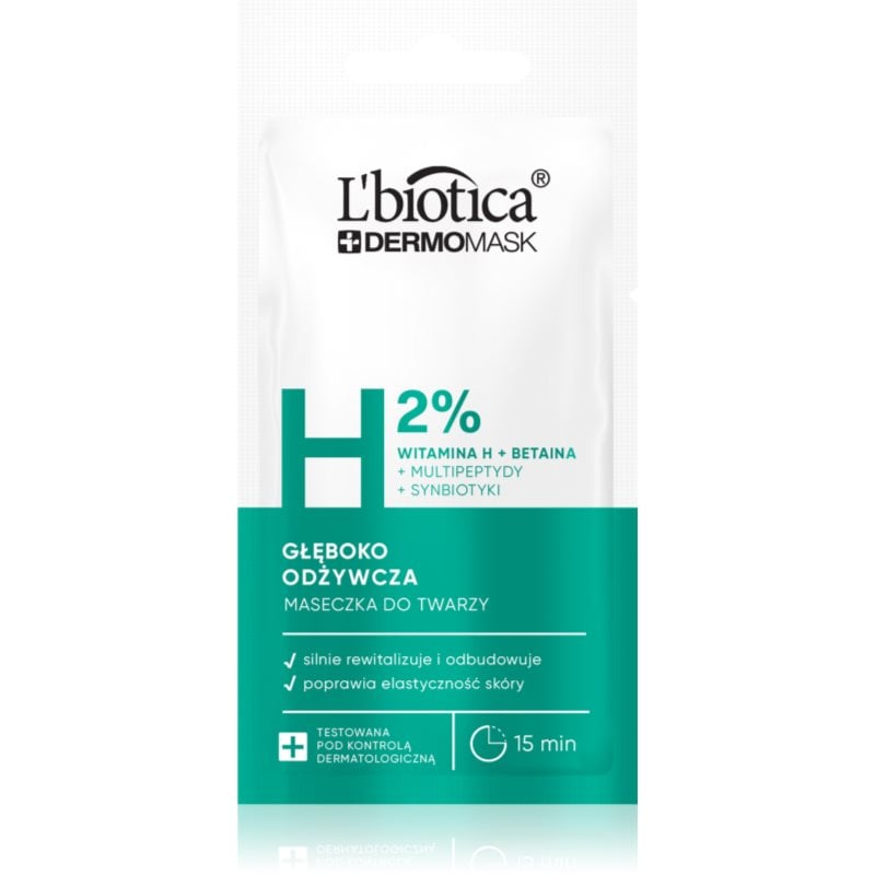 L’biotica DermoMask H 2% дълбоко подхранваща маска за лице