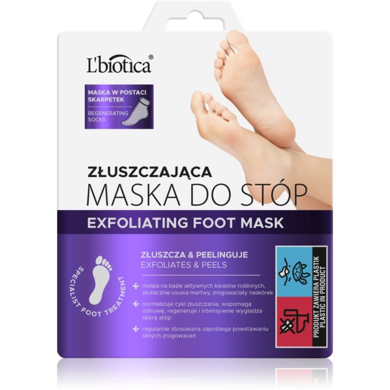 L’biotica Masks ексфолиращи чорапи за омекотяване и хидратиране кожата на краката
