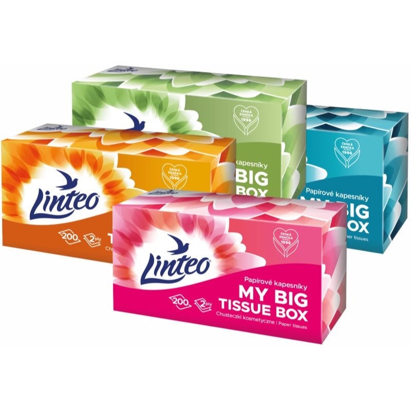 Linteo Paper Tissues Two-ply Paper, 200 pcs per box хартиени кърпички