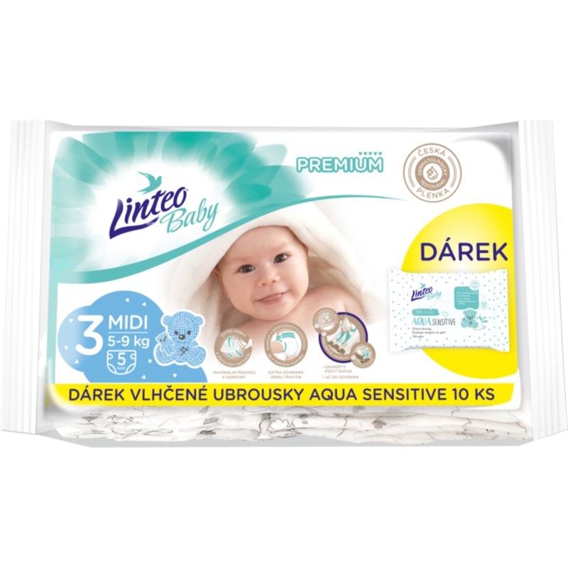 Linteo Baby Premium Midi еднократни пелени 5-9kg - За деца - Сравни цени от 1 магазин с безплатна доставка